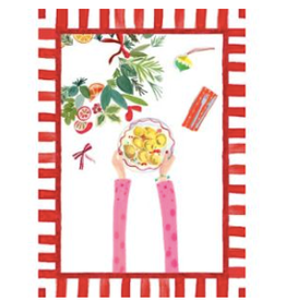 Italian Linen - Hand On XMAS Tortellini Kitchen Towel  20"x28" Cream
