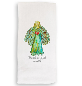 Linen Towel - Colorful Angel with Heart 18" x 24" (100% Linen)