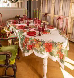 Italian Linen - Garland Glee Table Cloth  67"x 67" Cream