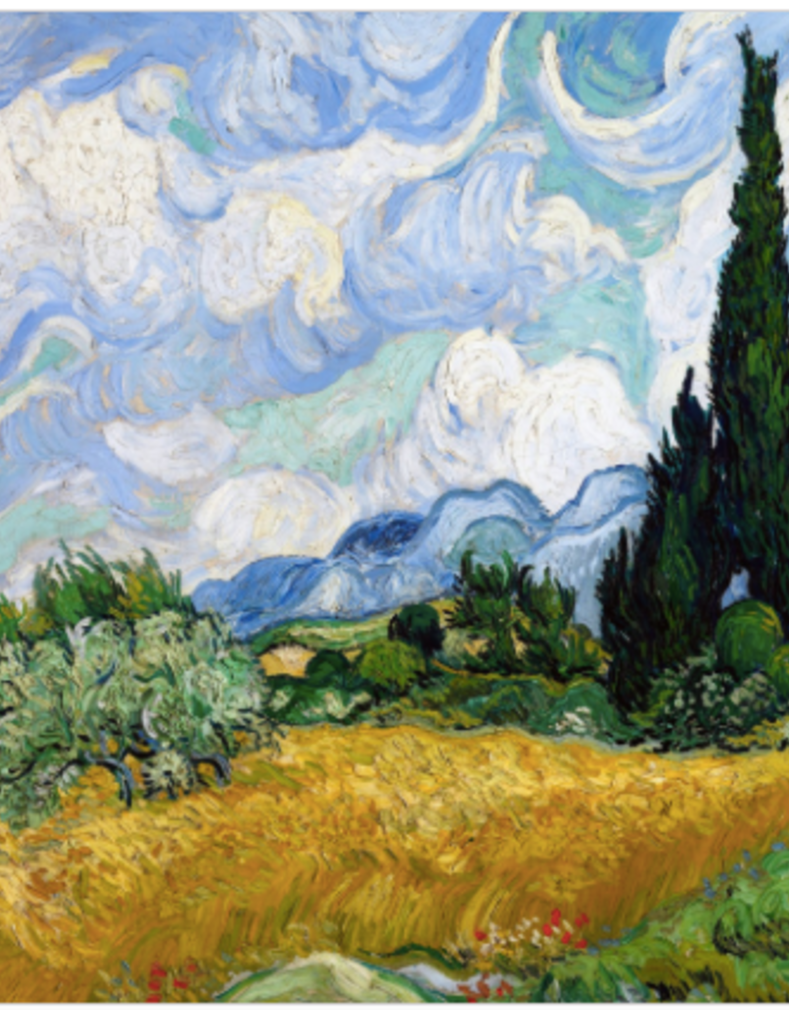 A Wheatfield with Cypress (Vincent Van Gogh)  1889 - 6" X 6"