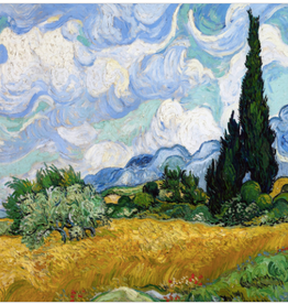 A Wheatfield with Cypress (Vincent Van Gogh)  1889 - 6" X 6"