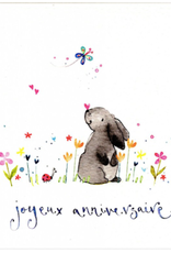 Joyeux Anniversaire Bunny (Louise Mulgrew) Greeting Card - 6" x 6"