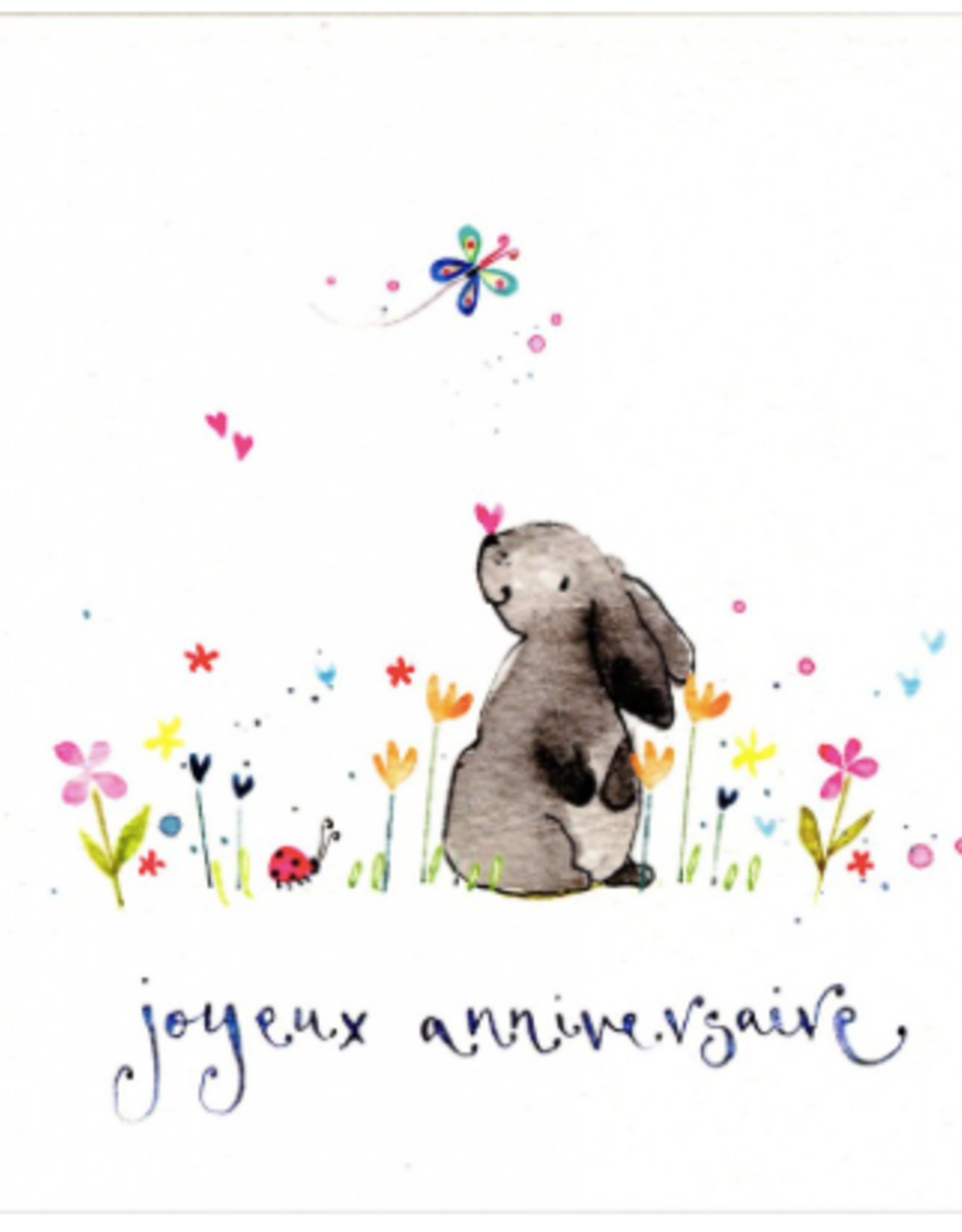 Joyeux Anniversaire Bunny (Louise Mulgrew) Greeting Card - 6" x 6"