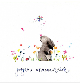 Joyeux Anniversaire Bunny (Louise Mulgrew) Greeting Card - 6" x 6"