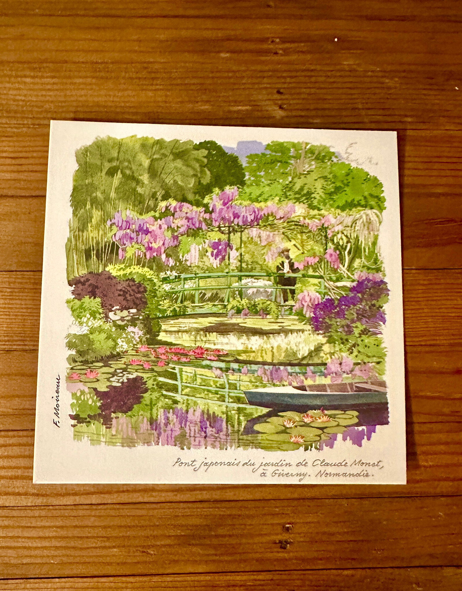 Pont Japonais du Jardin e Claude Monet a Giverny, Normandy Post Card w/Envelope 6" x 6"