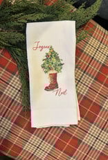 Linen Towel - Christmas Tree Boot (Joyeux Noel) 18" x 24" (100% Linen)