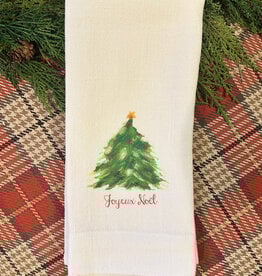 Linen Towel - Tree Joyeux Noel 18" x 24" (100% Linen)