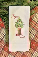 Linen Towel - Christmas Tree Boot (Joyeux Noel) 18" x 24" (100% Linen)
