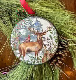 Rustic Deer (Buck) Disc Ornament  6"x 6.5"