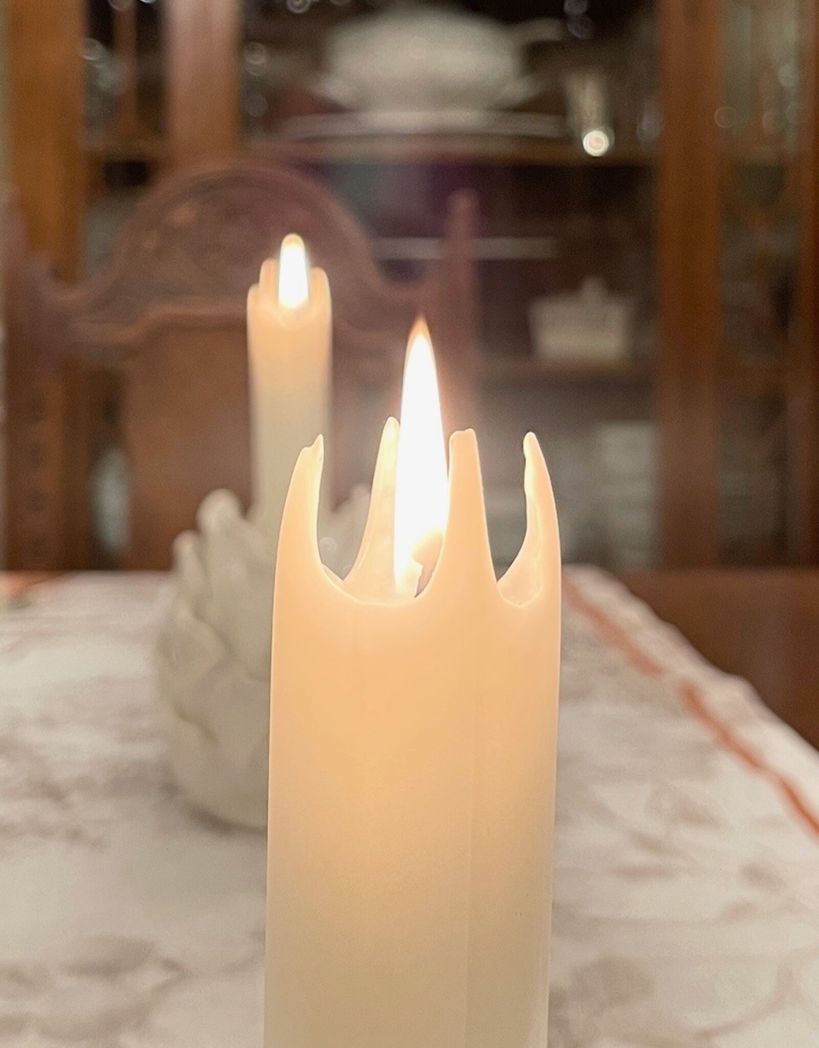 Square Candle  8 Inch (Box of 8)  Linen White