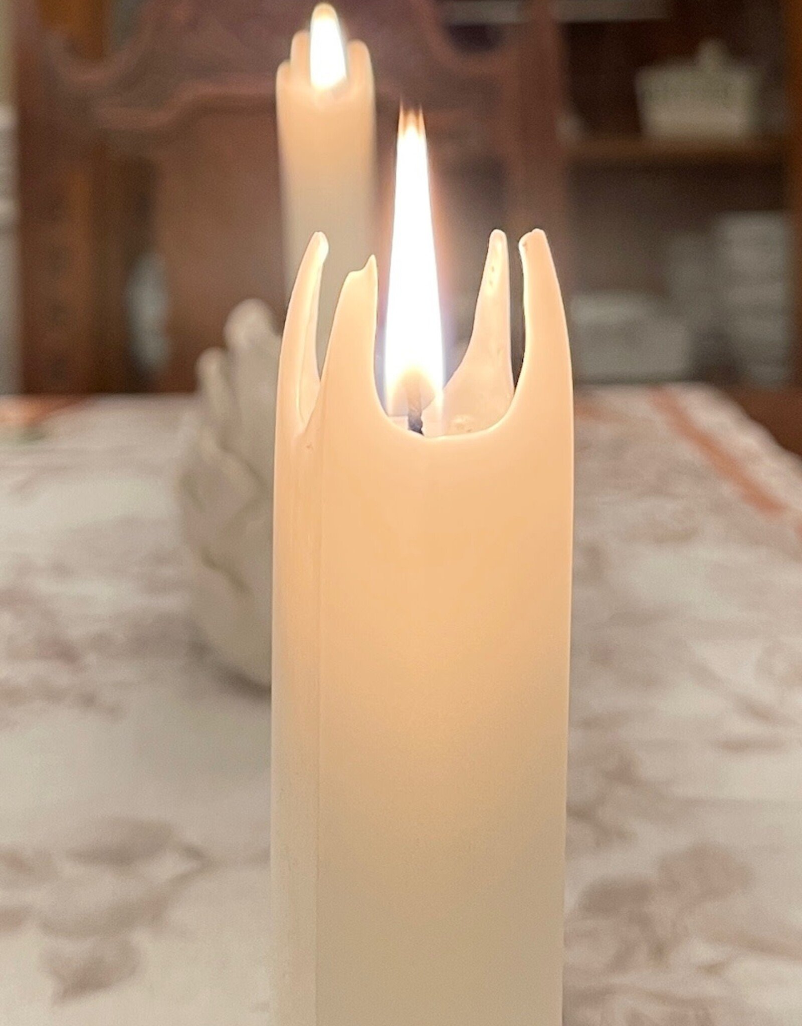 Square Candle  8 Inch (Box of 8)  Linen White