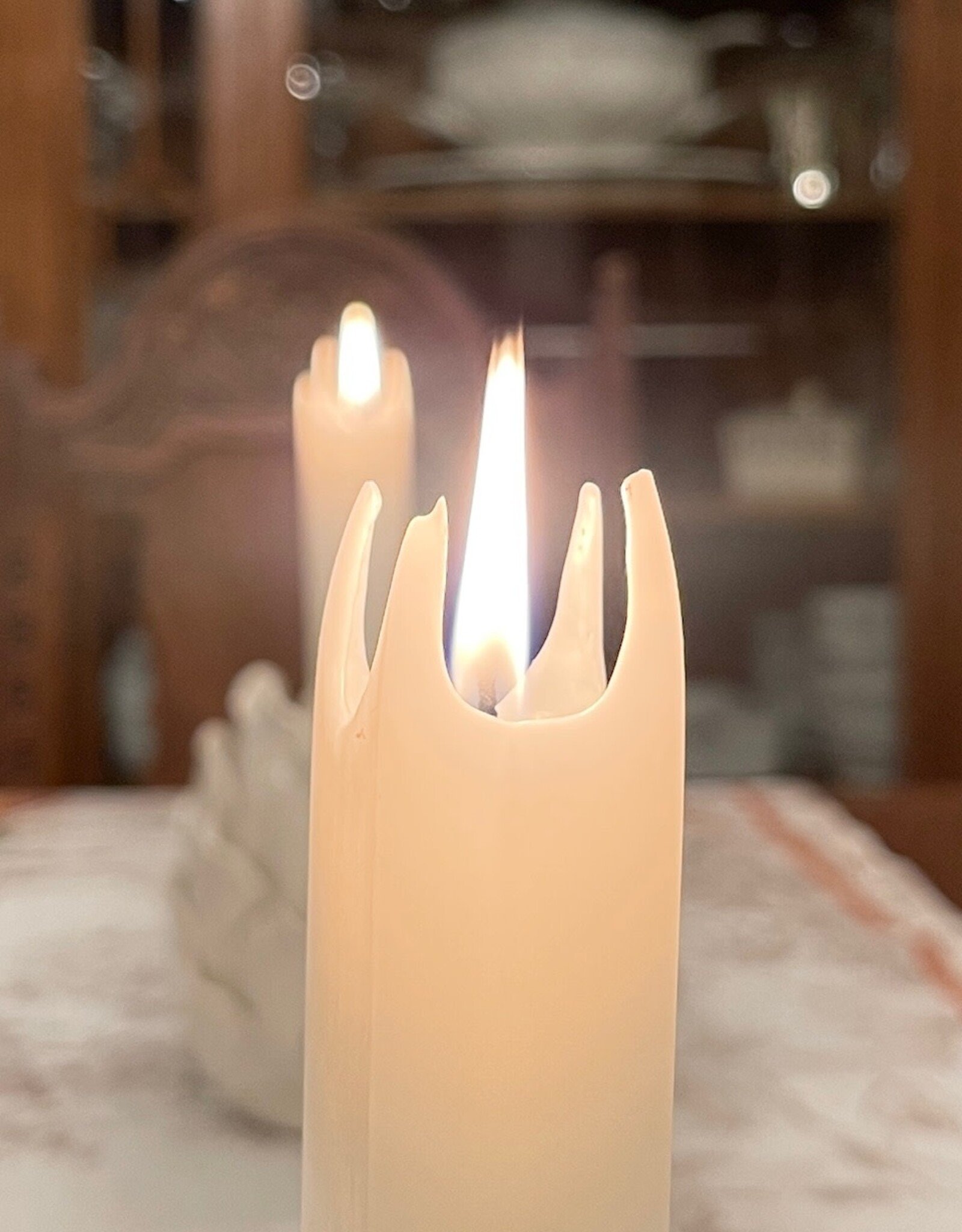 Square Candle  8 Inch (Box of 8)  Linen White