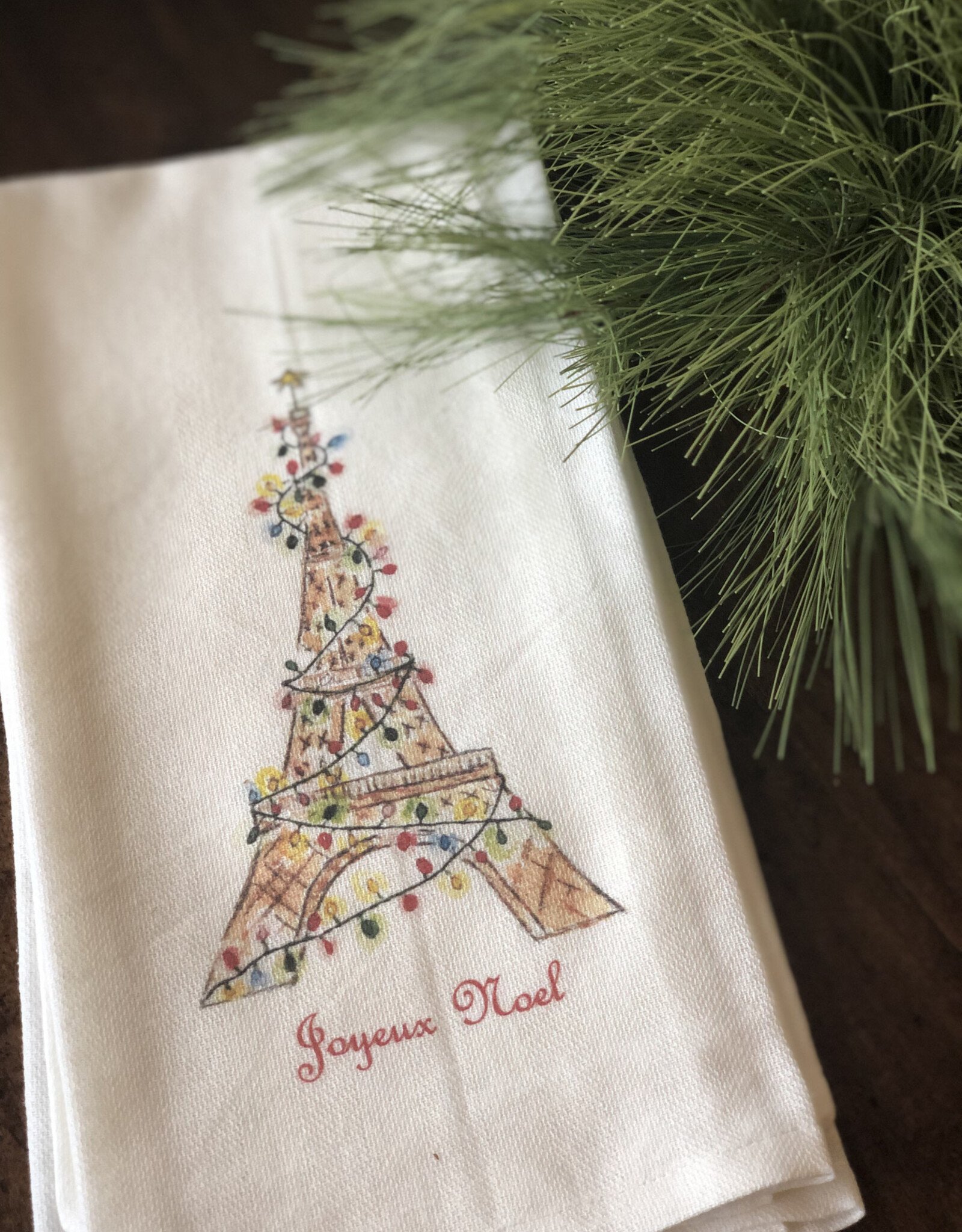 Linen Towel - Eiffel Tower w/Lights 18" x 24" (100% Linen)