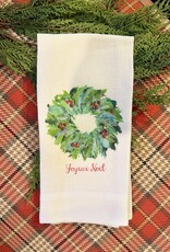 Linen Towel - Wreath - Joyeux Noel 18" x 24" (100% Linen)