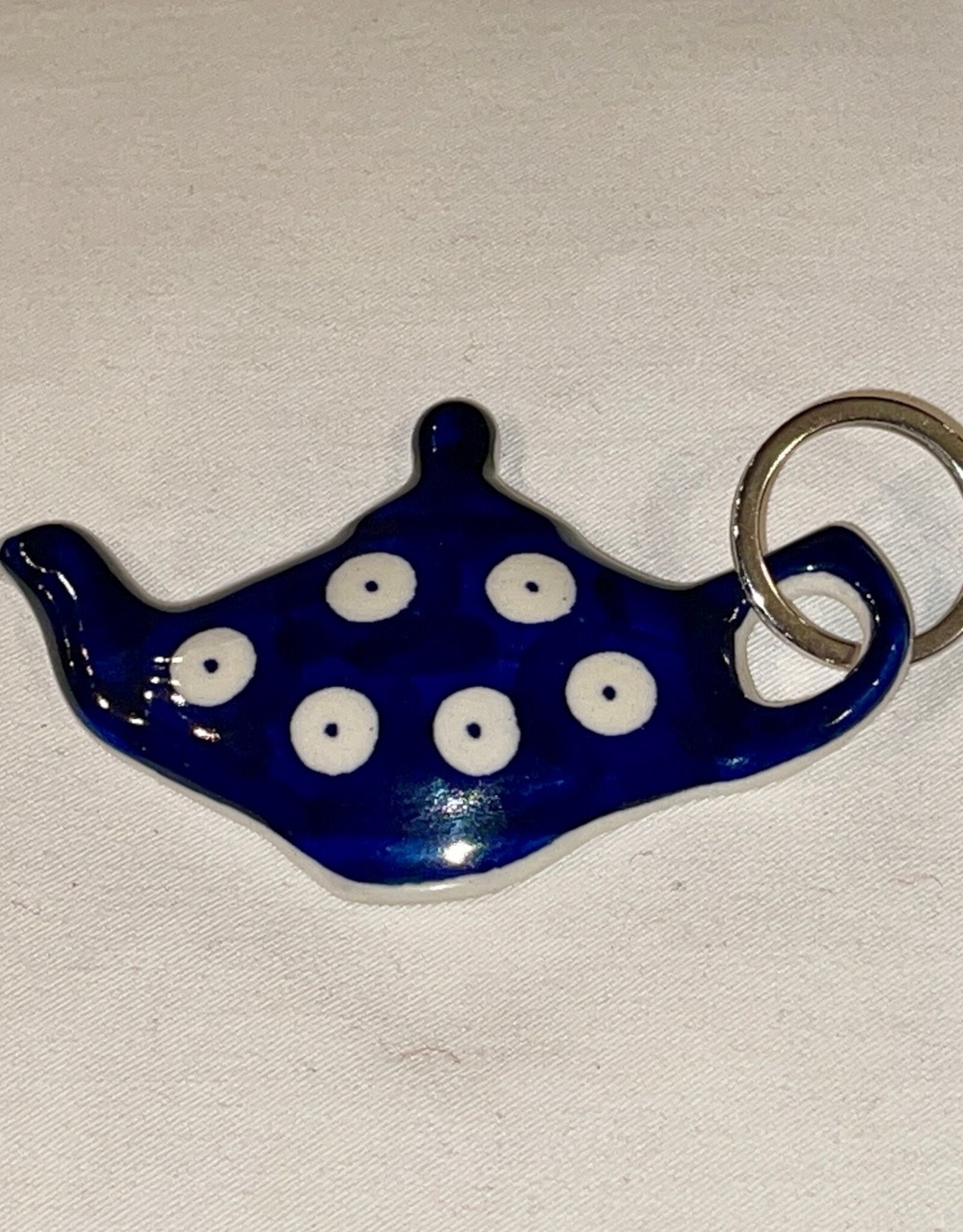 Key Ring - Blue w/White Dots