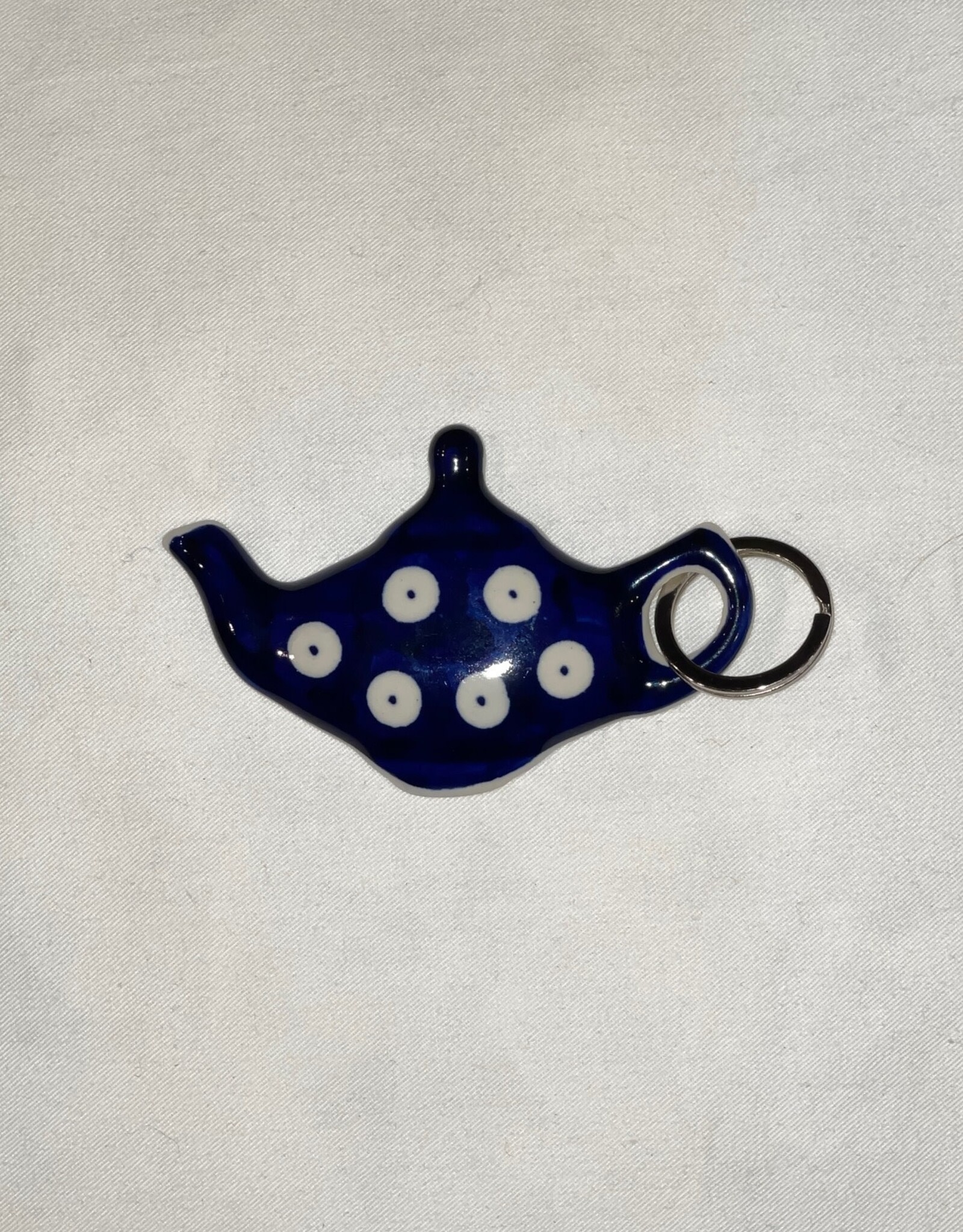 Key Ring - Blue w/White Dots