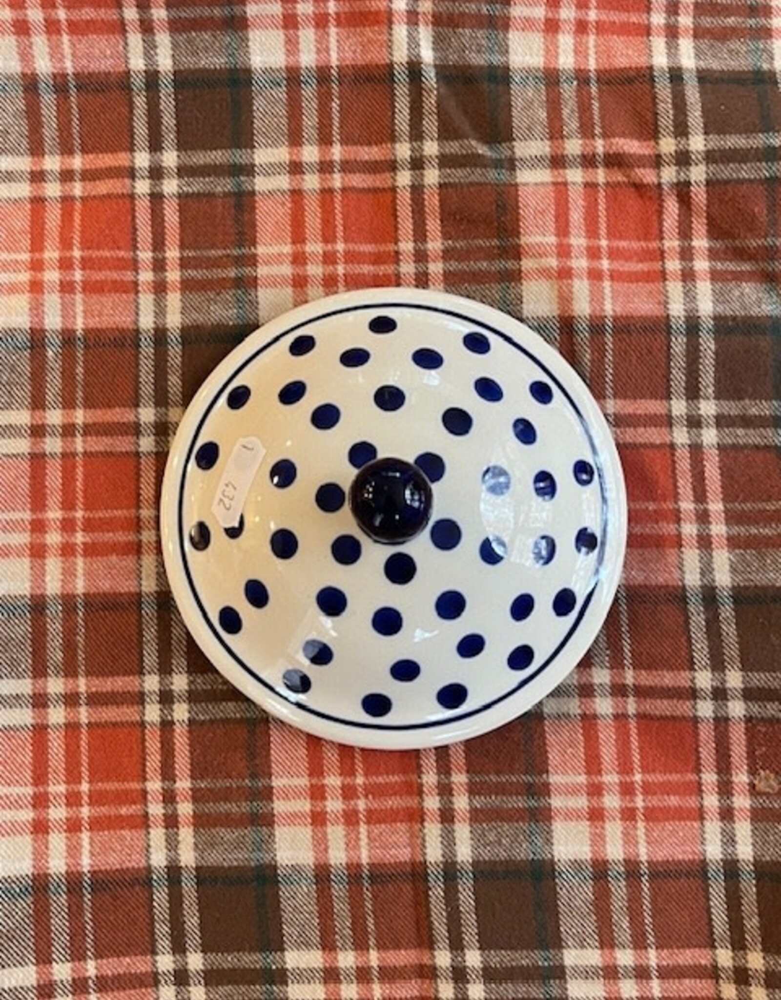 Soup Bowl Tureen LID ONLY - White w/Blue Dots  - .75L (25 oz)