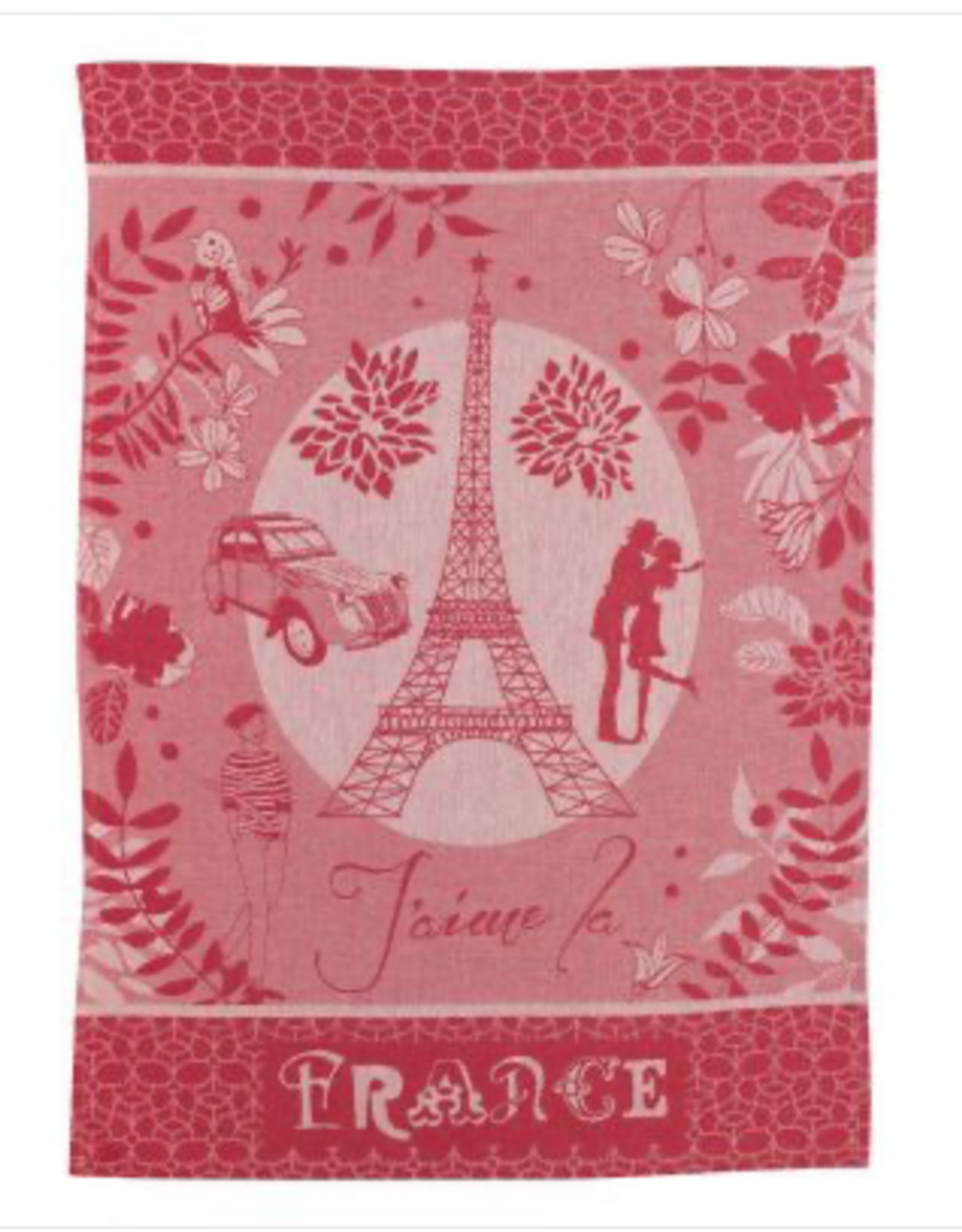Jacquard Tea Towel - Tour Eiffel Rouge - 50 cm X 70 cm
