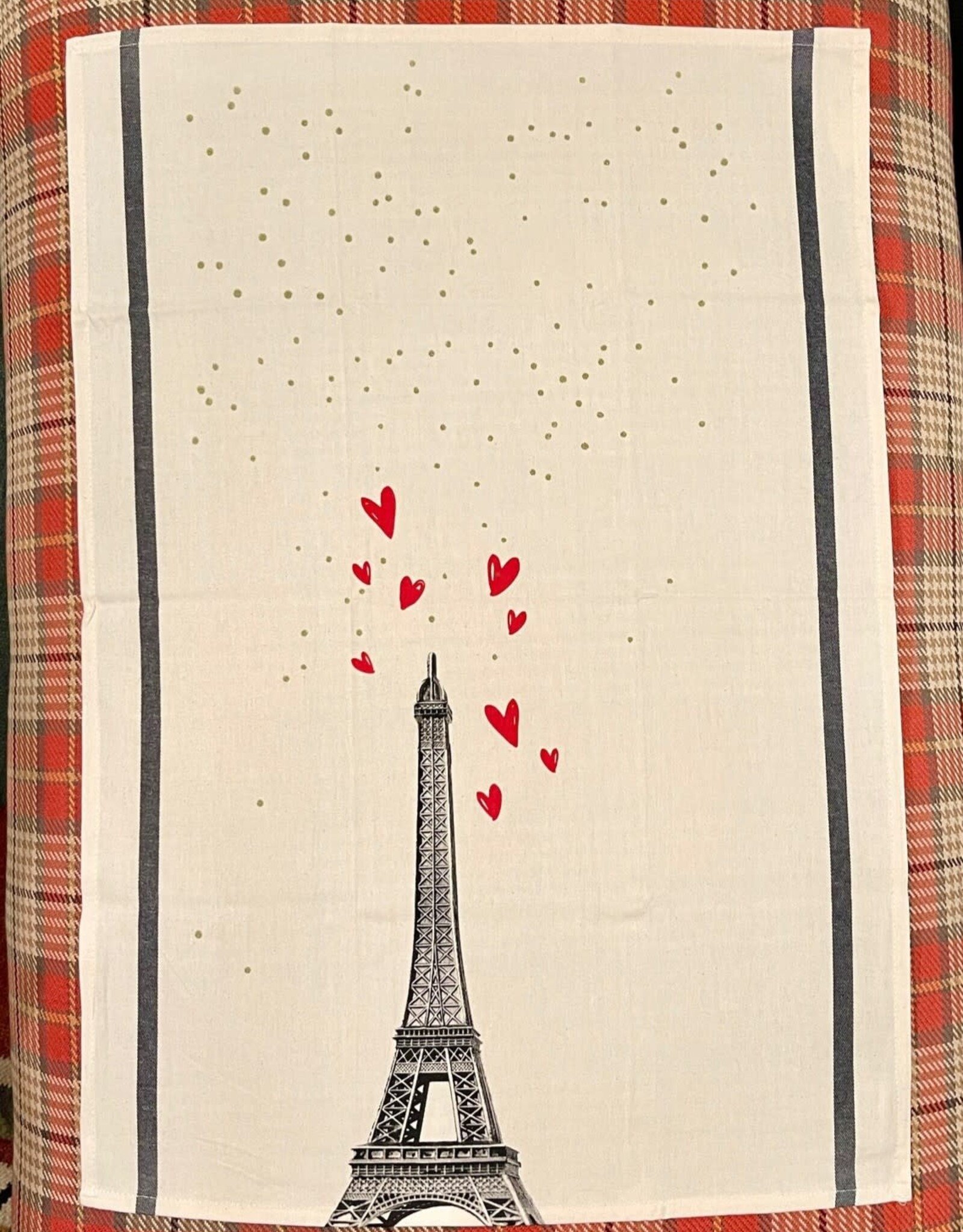 Eiffel Coeurs Towel  19.7" x  27.5 (100% Organic Cotton )