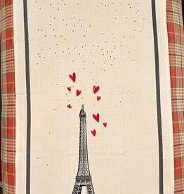 Eiffel Coeurs Towel  19.7" x  27.5 (100% Organic Cotton )
