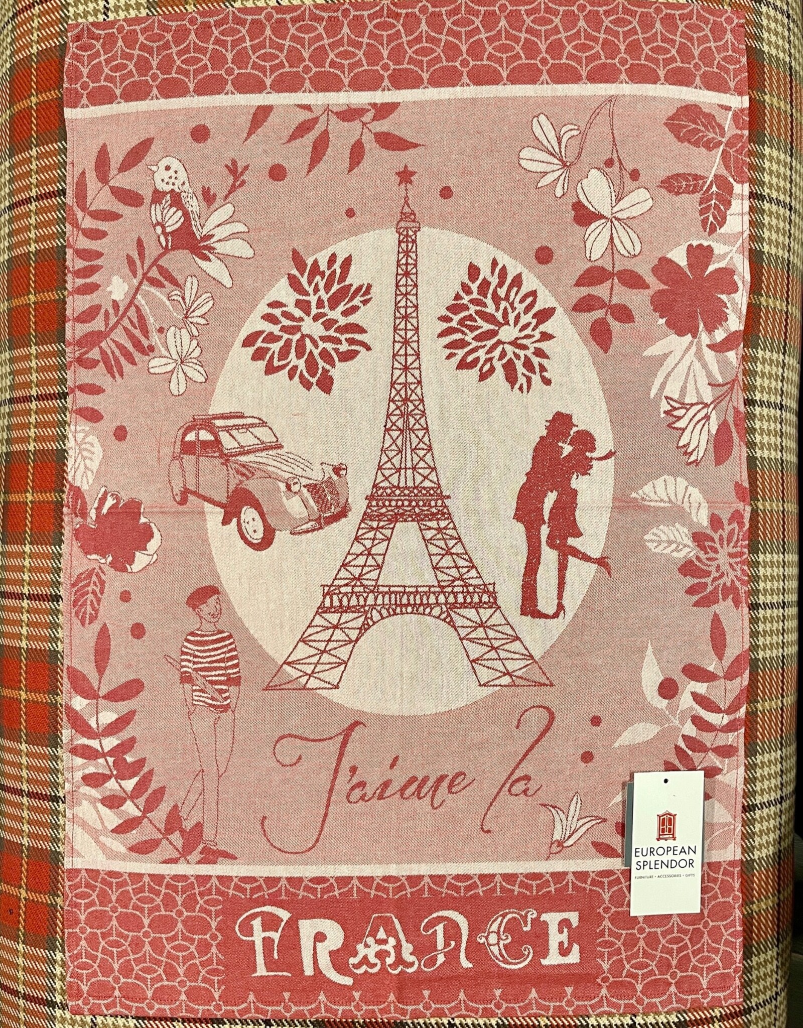 Jacquard Tea Towel - Tour Eiffel Rouge - 50 cm X 70 cm