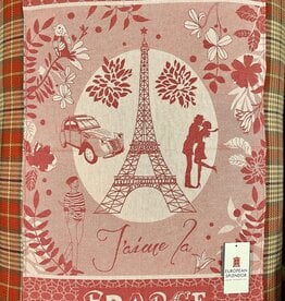 Jacquard Tea Towel - Tour Eiffel Rouge - 50 cm X 70 cm