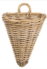 Rattan Cone Wall Basket  13.75 L x 12 W x 16.75 H x 19.25 SH