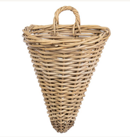 Rattan Cone Wall Basket  13.75 L x 12 W x 16.75 H x 19.25 SH