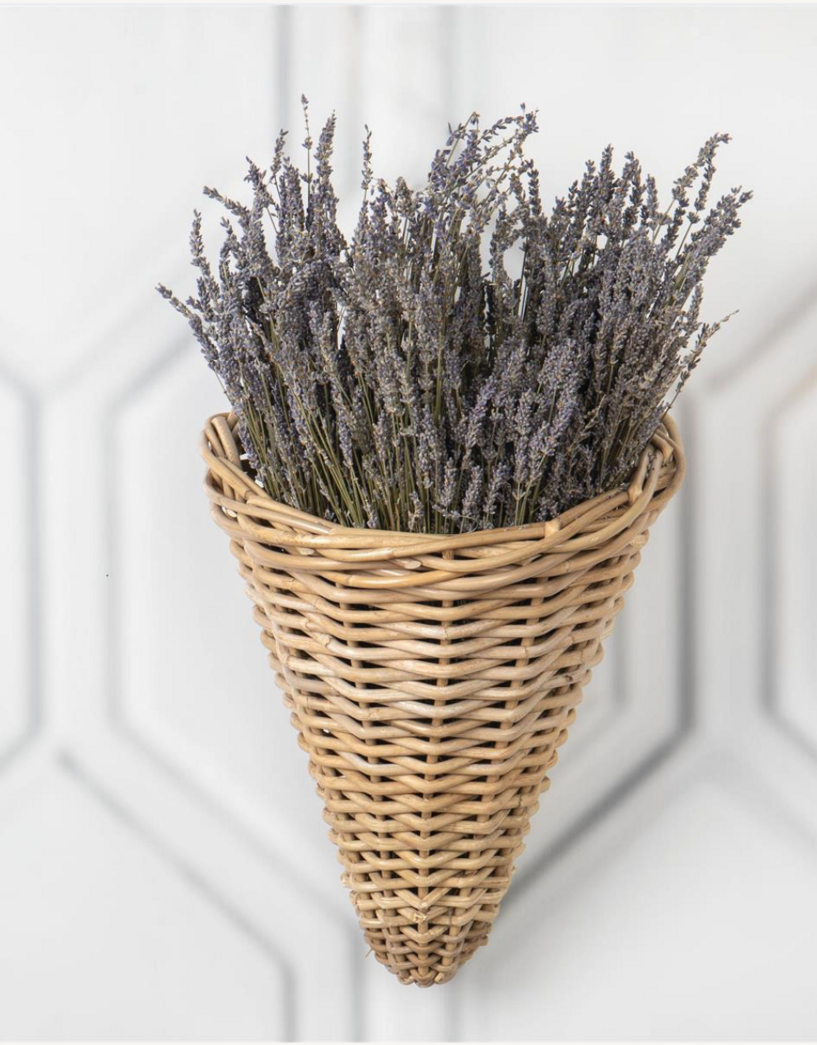 Rattan Cone Wall Basket  13.75 L x 12 W x 16.75 H x 19.25 SH