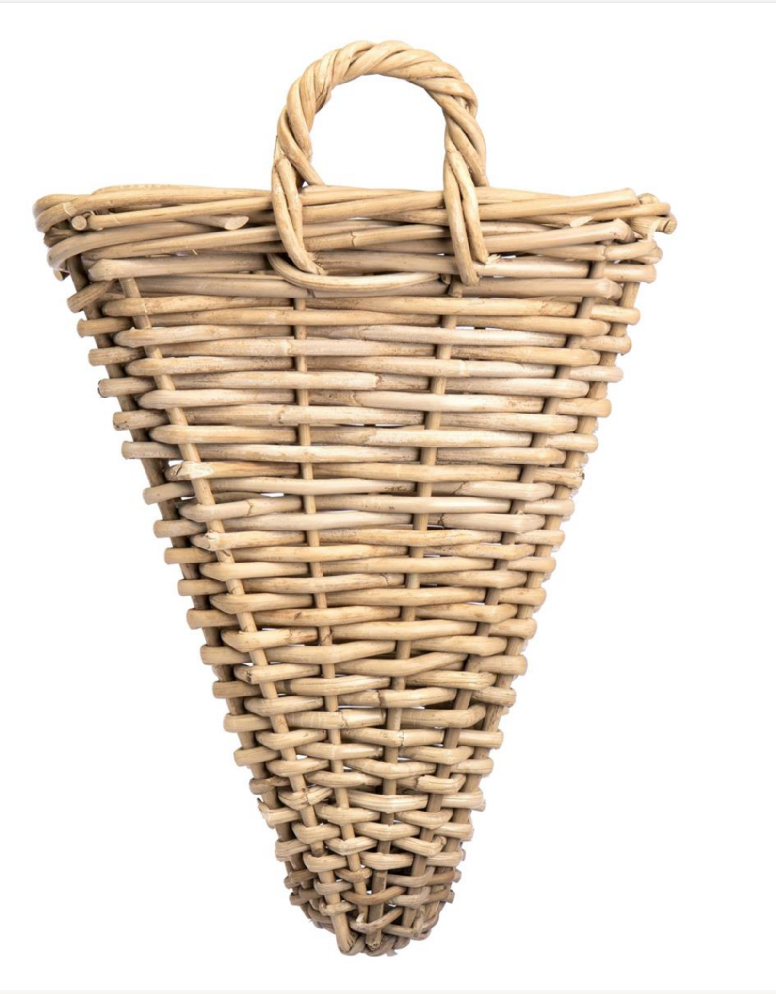Rattan Cone Wall Basket  13.75 L x 12 W x 16.75 H x 19.25 SH
