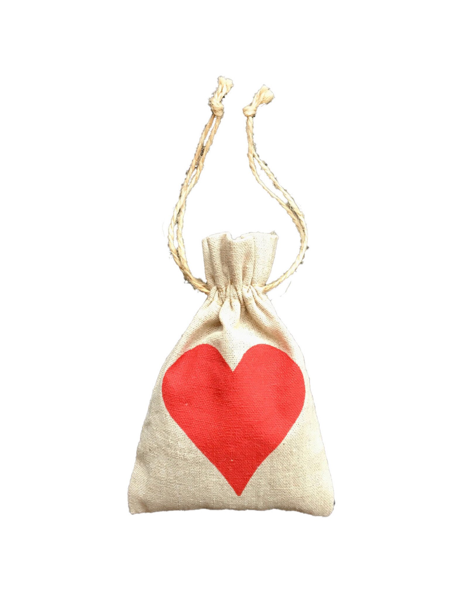 Linen Sachet w/Red Heart Filled w/French Lavender - 4" x 6"