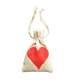 Linen Sachet w/Red Heart Filled w/French Lavender - 4" x 6"
