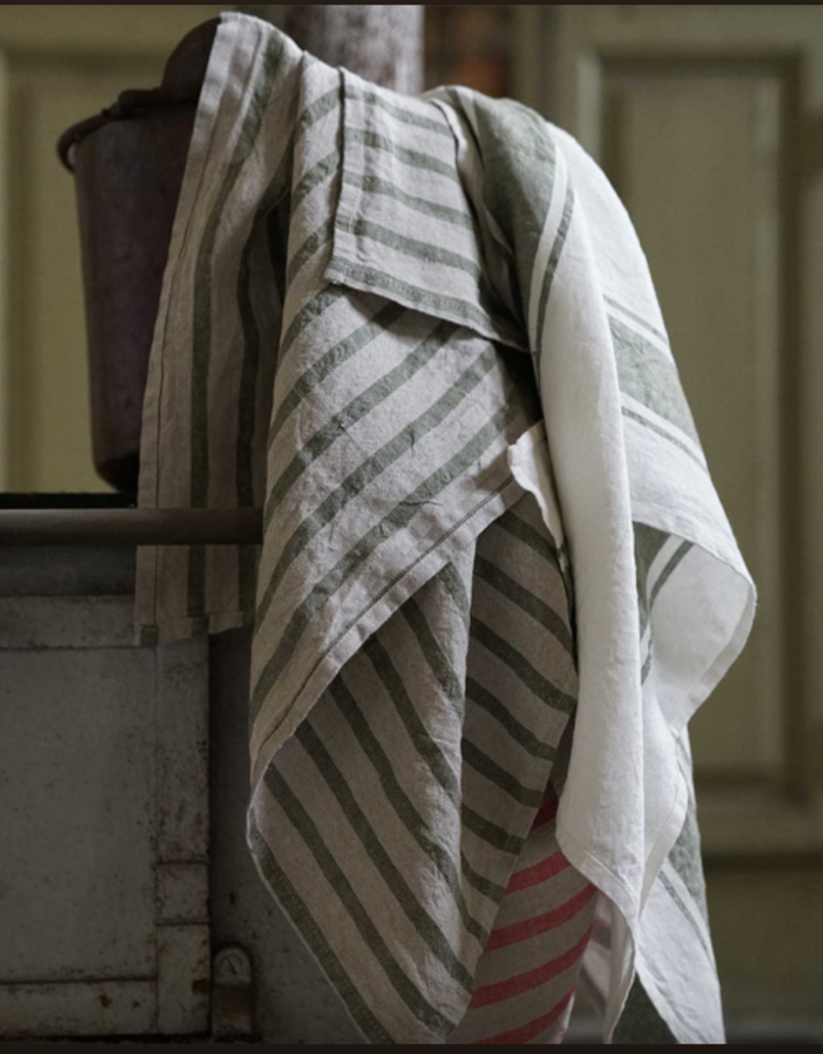Italian Linen -  Buttero Towel Green  (100% Linen)