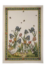 Italian LInen -  Bunny Garden Azzurro Cream Towel 20" x 28" (100% Linen)