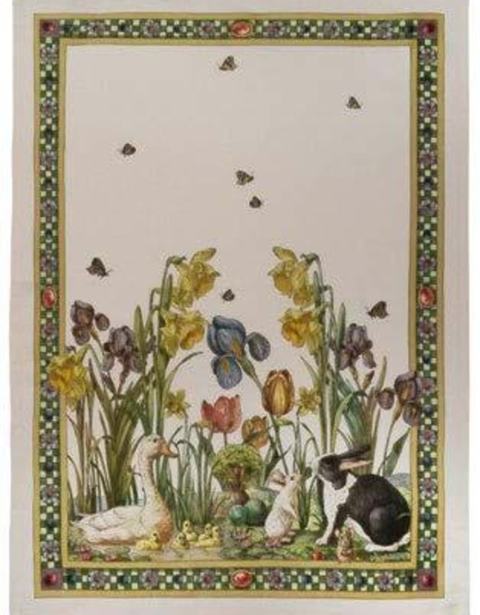 Italian Linen - Bunny Garden Giallo Cream Towel 20" x 28" (100% Linen)