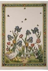 Italian LInen -  Bunny Garden Azzurro Cream Towel 20" x 28" (100% Linen)