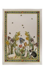 Italian Linen - Bunny Garden Giallo Cream Towel 20" x 28" (100% Linen)