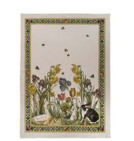 Italian Linen - Bunny Garden Giallo Cream Towel 20" x 28" (100% Linen)