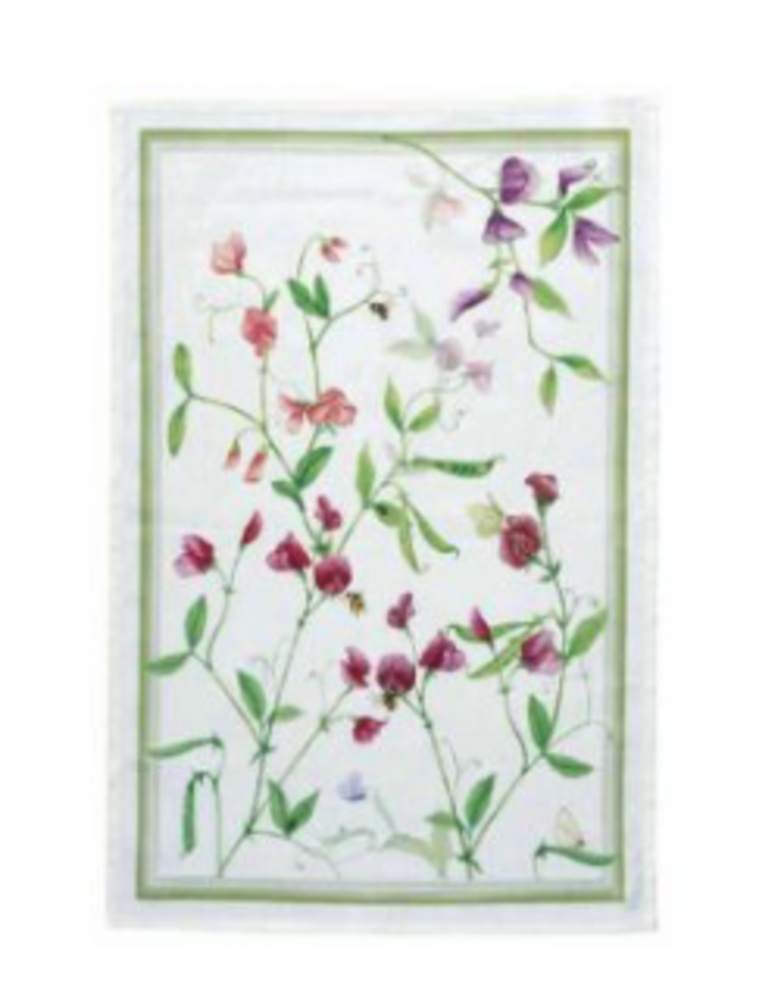 Italian Linen - Petits Pois Green Kitchen Towel 20"x28" Cream