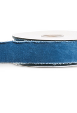 1.5" X 10 Yds Light Blue Torn Edge Velvet Unwired Ribbon