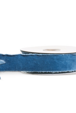1.5" X 10 Yds Light Blue Torn Edge Velvet Unwired Ribbon