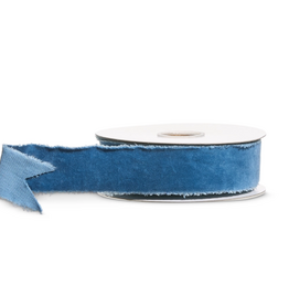 1.5" X 10 Yds Light Blue Torn Edge Velvet Unwired Ribbon