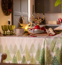 Italian Linen -Fairy Trees 100% Linen Tablecloth - 63" x 90"