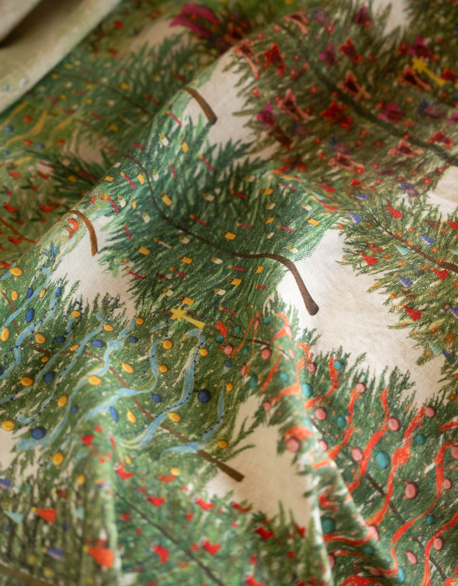 Italian Linen -Fairy Trees 100% Linen Tablecloth - 63" x 90"