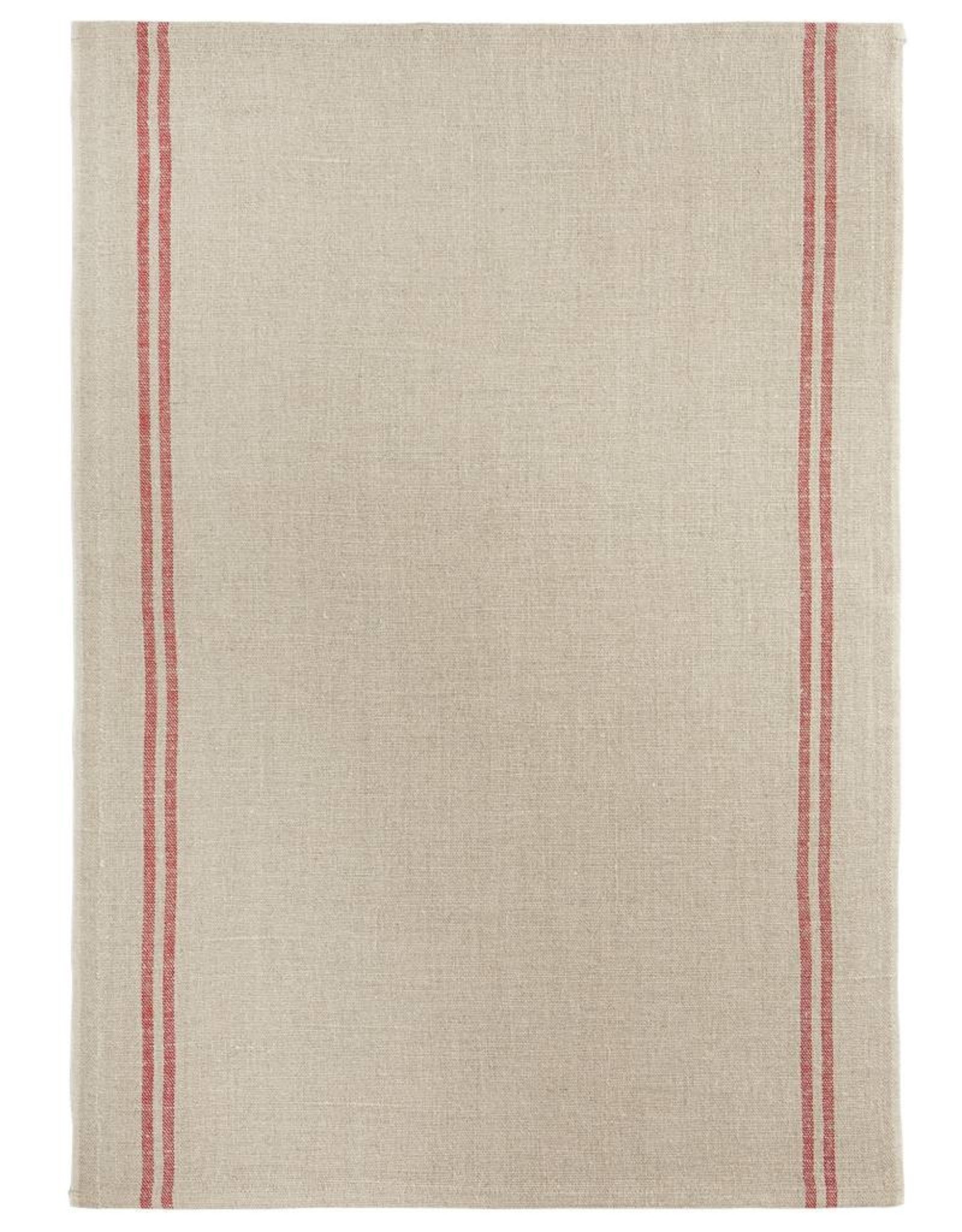 Lovely  Large Antique French Linen Torchon Tea Kitchen Towel  Mono AG Red Stripe 