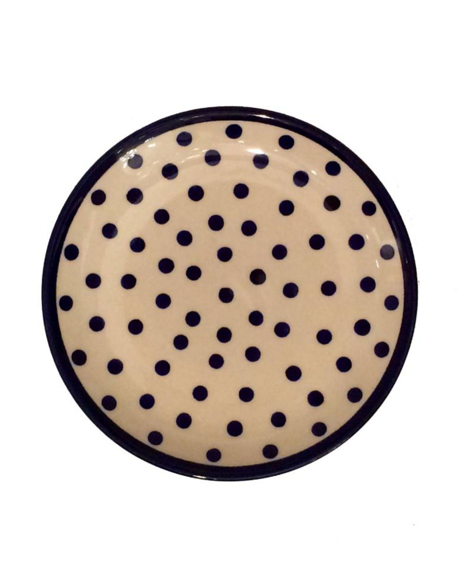 Salad Plate - White/Blue Dots W/Blue Rim