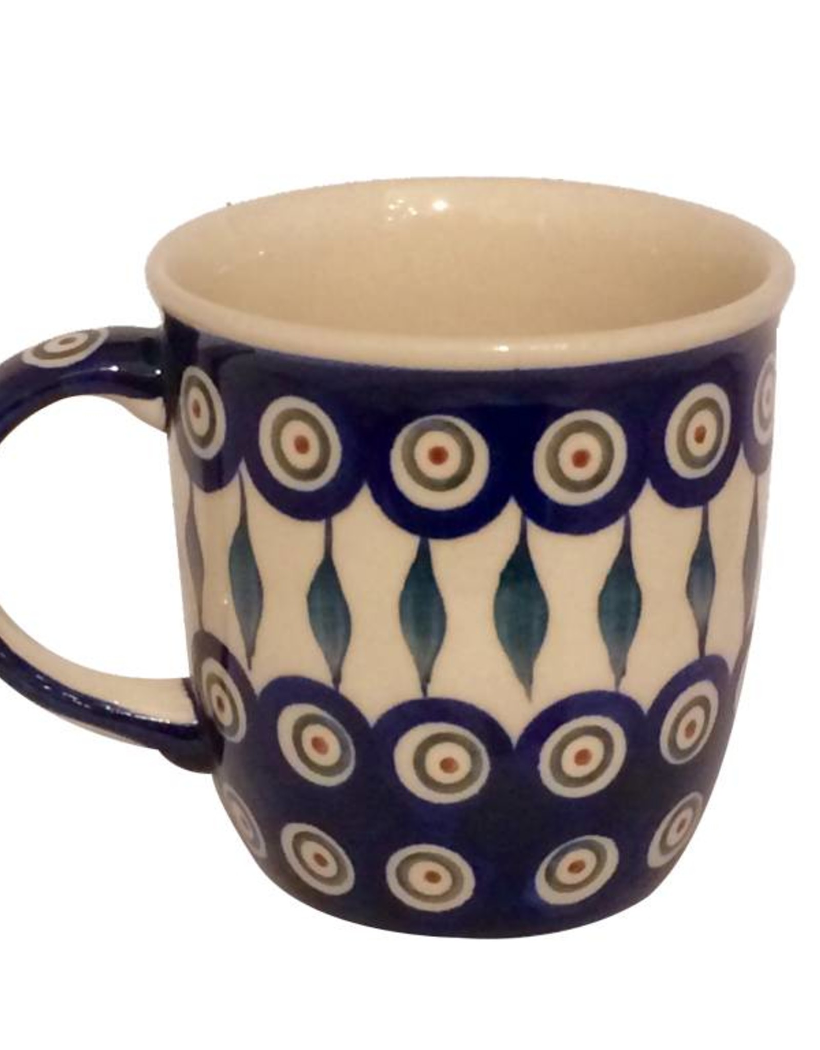 Polish Pottery Mug - Peacock Pattern