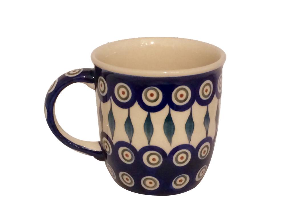 Polish Pottery - John's Mug - Peacock - The Polish Pottery Outlet