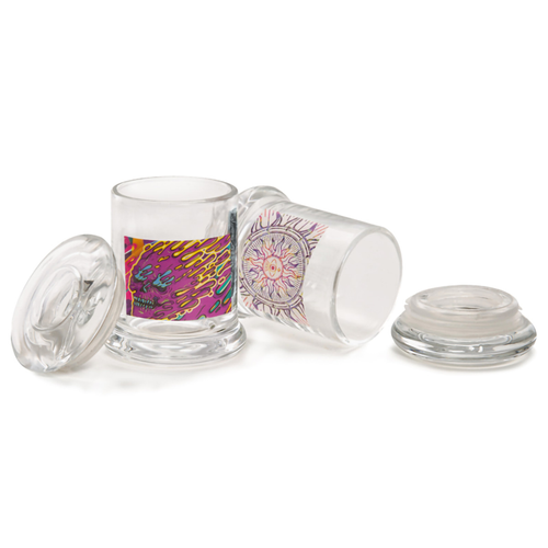 Striko Psychedelic Glass Jar 3" 1/8oz (Assorted Designs) Striko Psychedelic Glass Jar 3" 1/8oz (Assorted Designs)