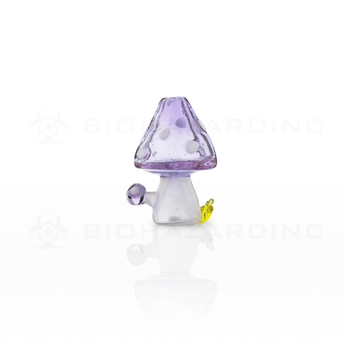 Biohazard Bio Glass Mushroom Carb Cap Purple Biohazard Bio Glass Mushroom Carb Cap Purple